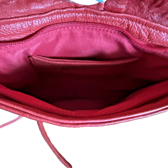 Lisa Berck USA Handmade Distressed Red Leather Crossbody Bag Artisan Boho Purse - Picture 7 of 13